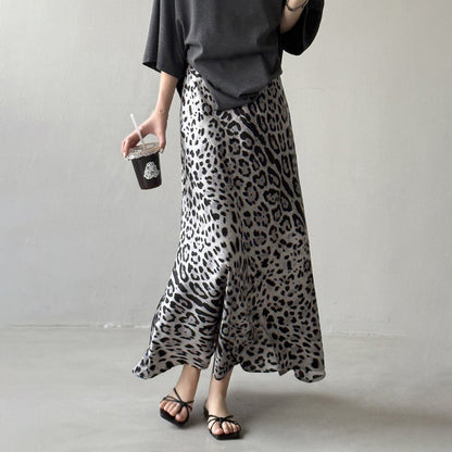 【ボトムス】夏新作 ハイウエスト 美脚効果 ヒョウ柄 スリット入り タイトスカート【JZシリーズ】【SHシリーズ】
