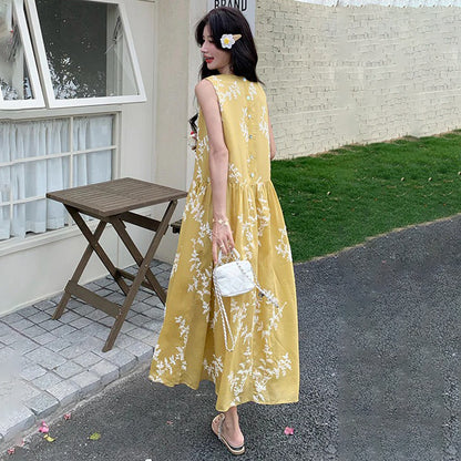 【ワンピース】夏 刺繍 ゆったり ノースリーブ 合わせやすい ワンピース【SHシリーズ】