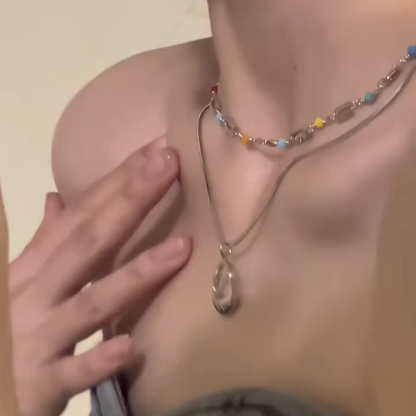 【グッズ】🌈「カラフルドーパミン」新作 レディース ダブルレイヤーネックレス 春夏 鎖骨チェーン 上品見え おしゃれアクセサリー