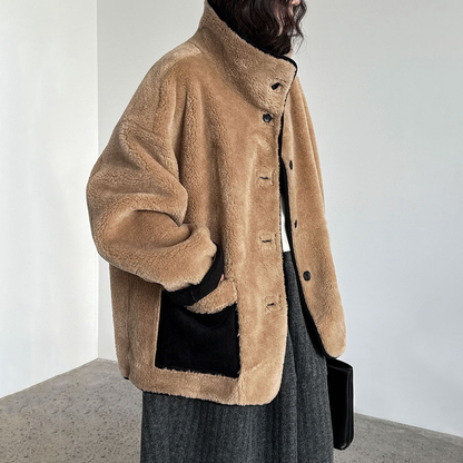 【アウター】レトロ感×バイカラー♡ボアジャケット 冬新作 レディース あったか【JZシリーズ】