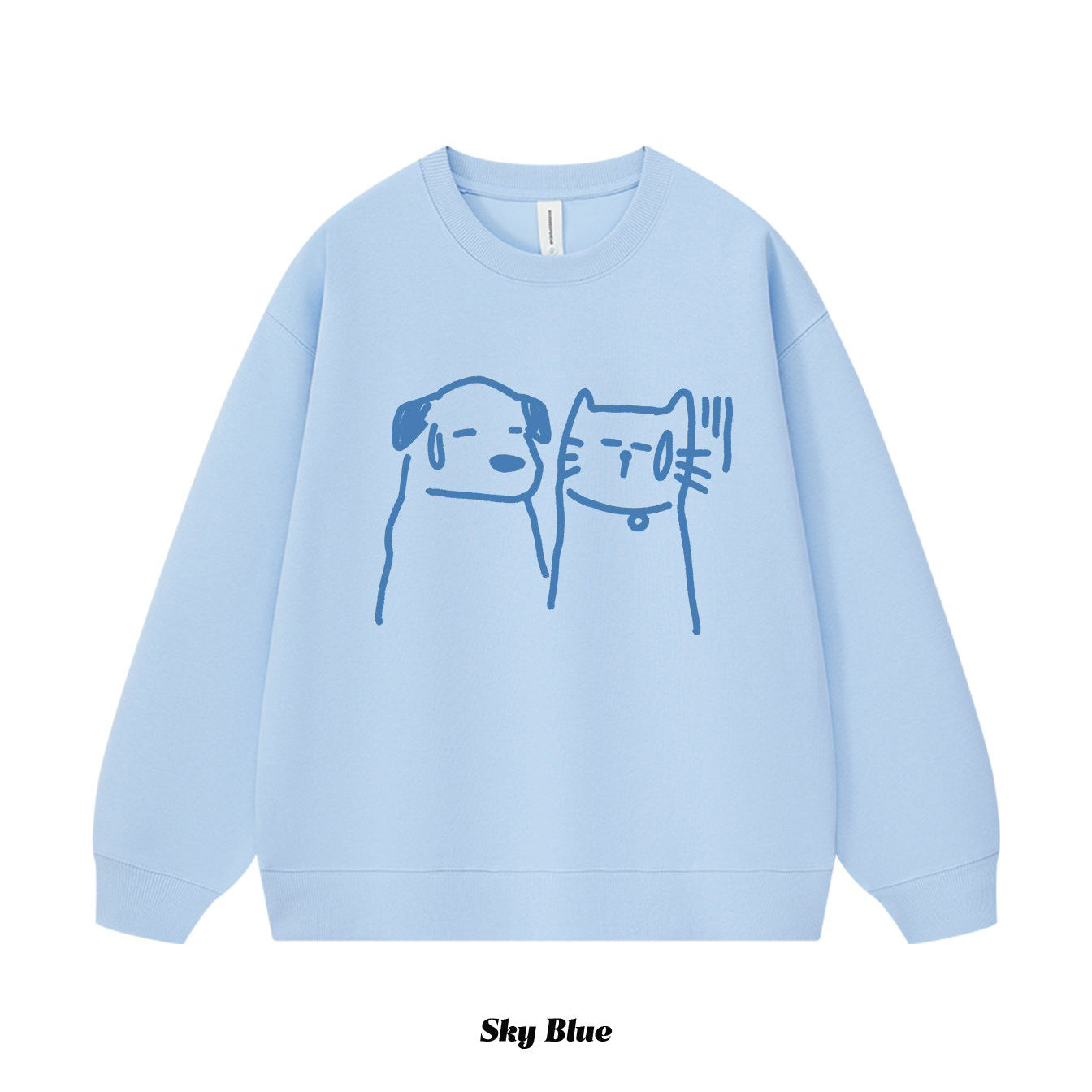 8カラー | S~3XL【トップス】ヒップホップ風 猫狗プリント 手描き クルーネック スウェット 厚手 ルーズ ユニセックス パーカー【FCシリーズ】