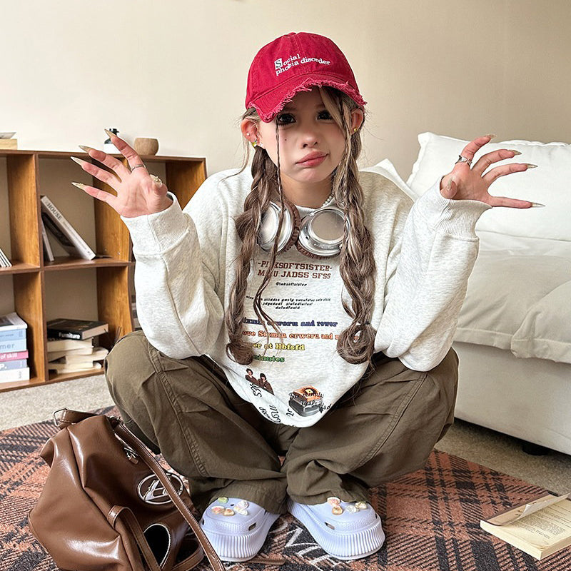 【トップス】カジュアル アメリカン ヴィンテージ クルーネック スウェット レディース ユニセックス オーバーサイズ パーカー【FCシリーズ】