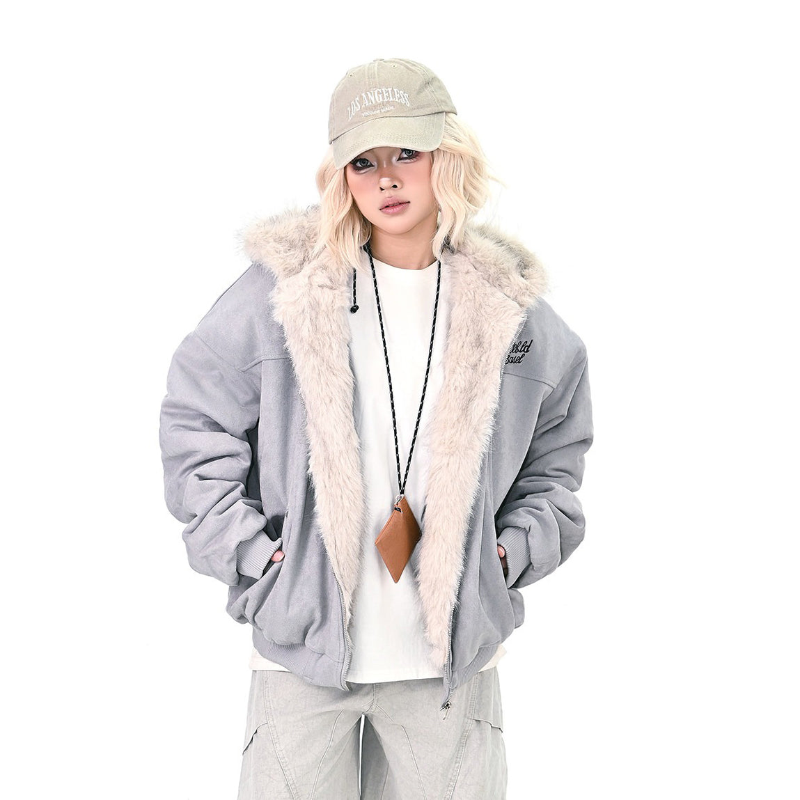 【アウター】もこもこ耳付きフードコート レディース ゆったりBF風 アメカジ 学院風 綿入れコート 【FCシリーズ】