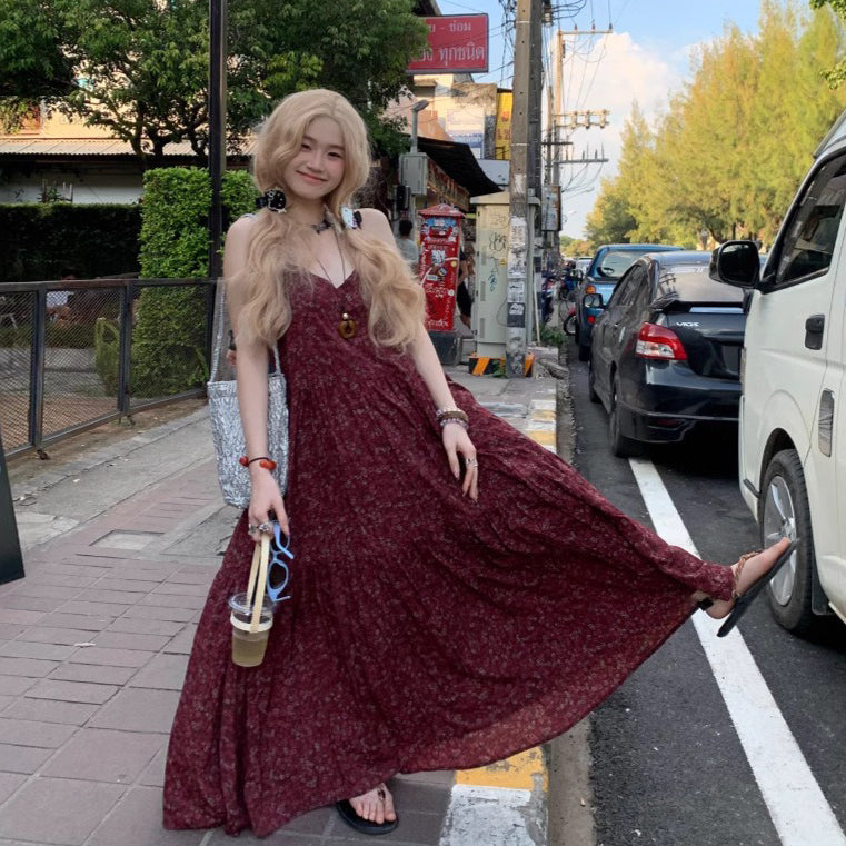 【ワンピース】フレンチエレガンス 花柄 Vネック ノースリーブ キャミワンピース フレアシルエット【SHシリーズ】