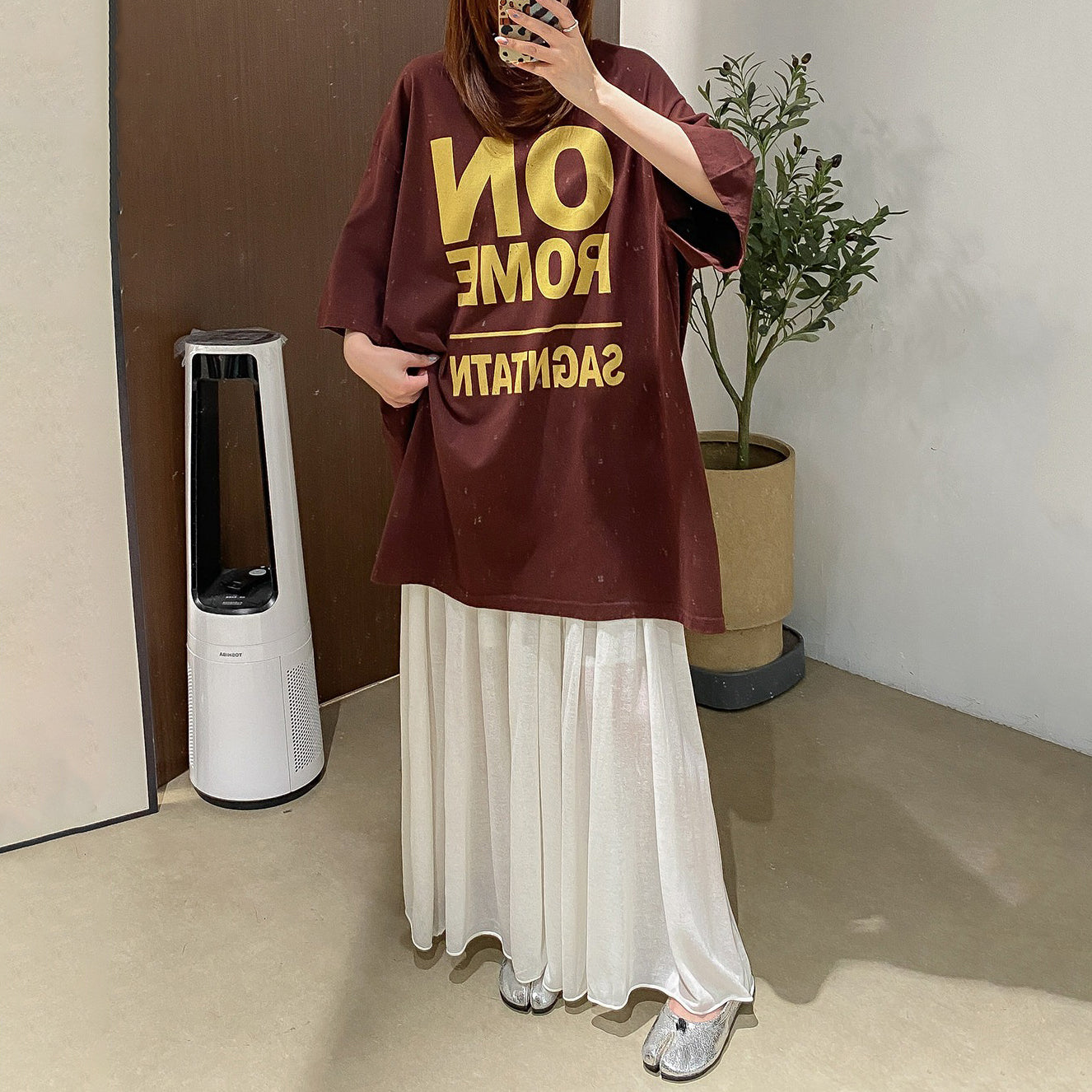 【トップス】カジュアル 英字プリント オーバーサイズ ロングTシャツ ゆったり【JZシリーズ】