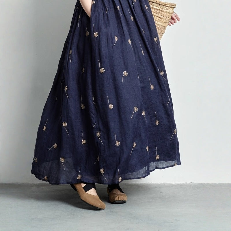 【ワンピース】ゆるリラックス 刺繍 プリント ノースリーブ ワンピース 【SHシリーズ】