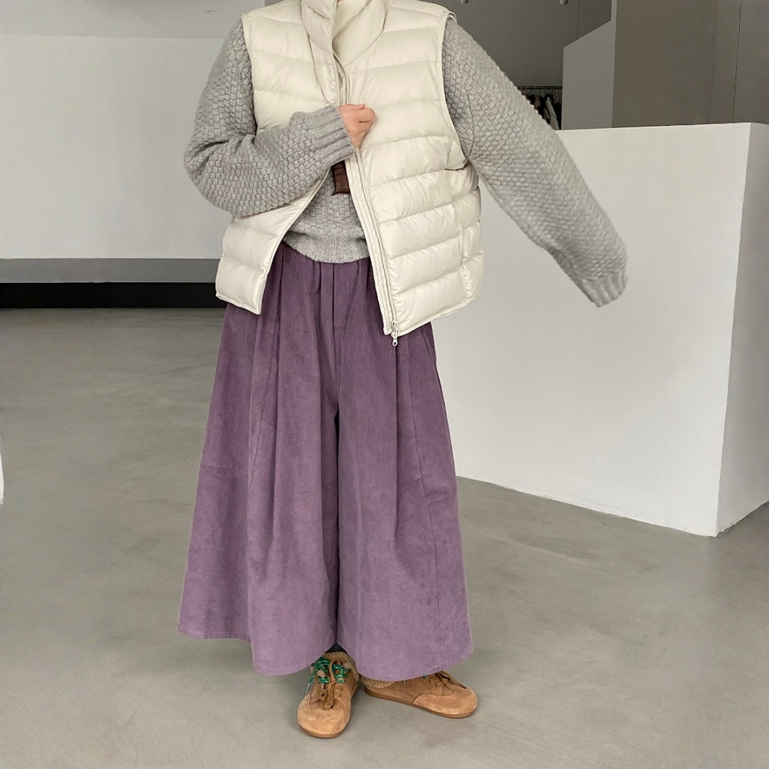 【ボトムス】コーデュロイ 細見え 春 秋 冬 ワイドパンツ  【JZシリーズ】