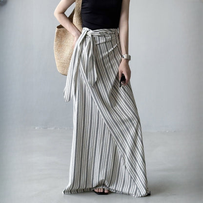 【来年夏再販】【ボトムス】夏 リゾート風 ウエストリボン Aライン スカート 【SNシリーズ】