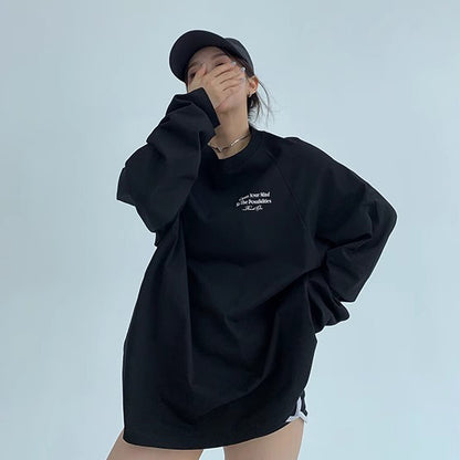 【トップス】リラックス感＆ラフスタイル コットン長袖Tシャツ レタープリント入り【FCシリーズ】