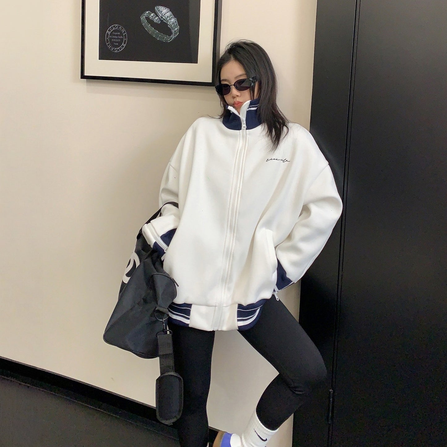 【アウター】マルチジップ スタンドカラー ショート丈 長袖 ジャケット 【FCシリーズ】