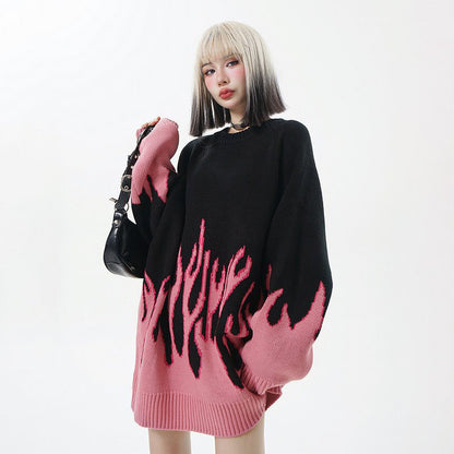 【トップス】デザイン感 クレイジーカラー ニットセーター 男女兼用 グラデーション インスタ風 欧米ストリート オーバーサイズ【FCシリーズ】