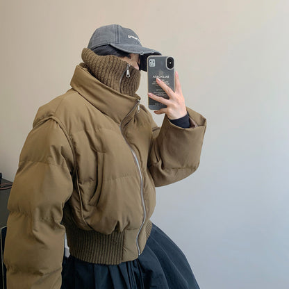 【アウター】ショート丈フェイクレイヤード中綿ジャケット レディース 小洒落感たっぷり 厚手 綿入れコート【FCシリーズ】