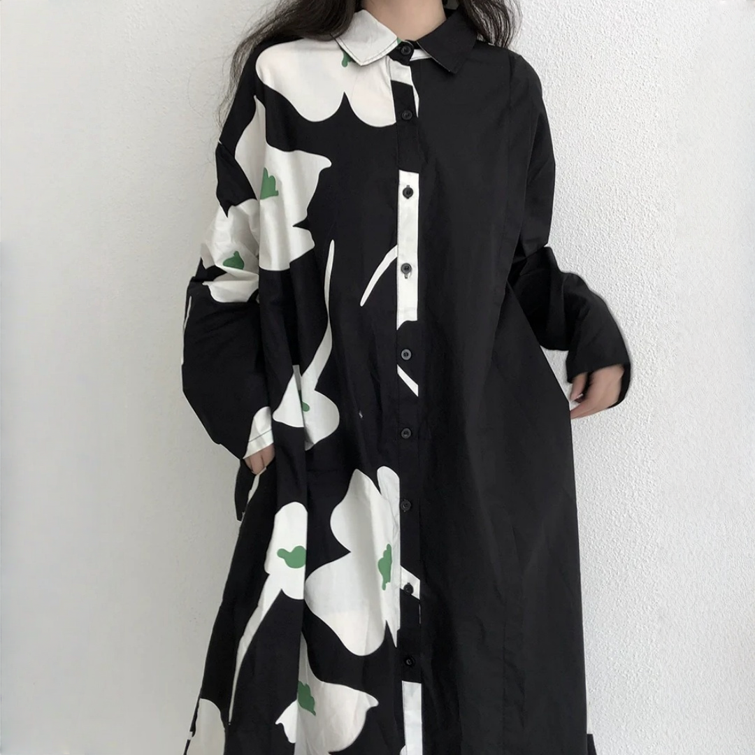 【ワンピース】春 秋 冬 デザイン感 花柄 カジュアル 長袖 ワンピース 【SHシリーズ】【AHシリーズ】
