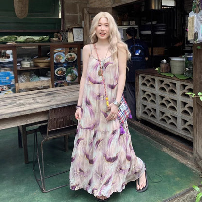 【ワンピース】気質感 漂染風 スイート＆若見え リゾート ノースリーブワンピース【SHシリーズ】