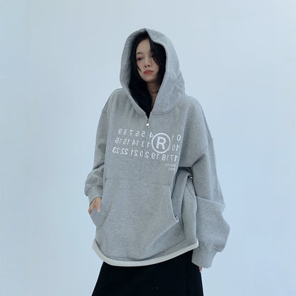 【アウター】春 秋 冬 厚手 オーバーシルエットハーフジップ フード付き パーカー ジャケット 【FCシリーズ】