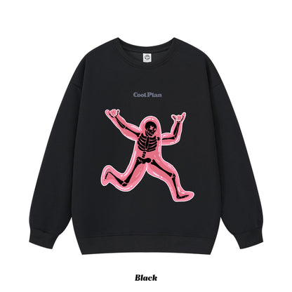 6カラー | M~3XL【トップス】ランニングスカル プリント クルーネックスウェット オーバーサイズ アメリカン ハイストリート ユニセックス 春秋 パーカー【FCシリーズ】