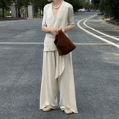 【ボトムス】ウール ゆったり細見えニットワイドパンツ レディース リラックス感たっぷり ロングパンツ【JZシリーズ】