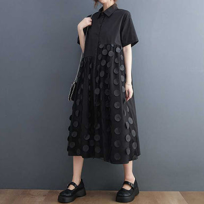 【ワンピース】韓国風  ゆったり大きめサイズ×体型カバー シャツ半袖ワンピース【ANシリーズ】