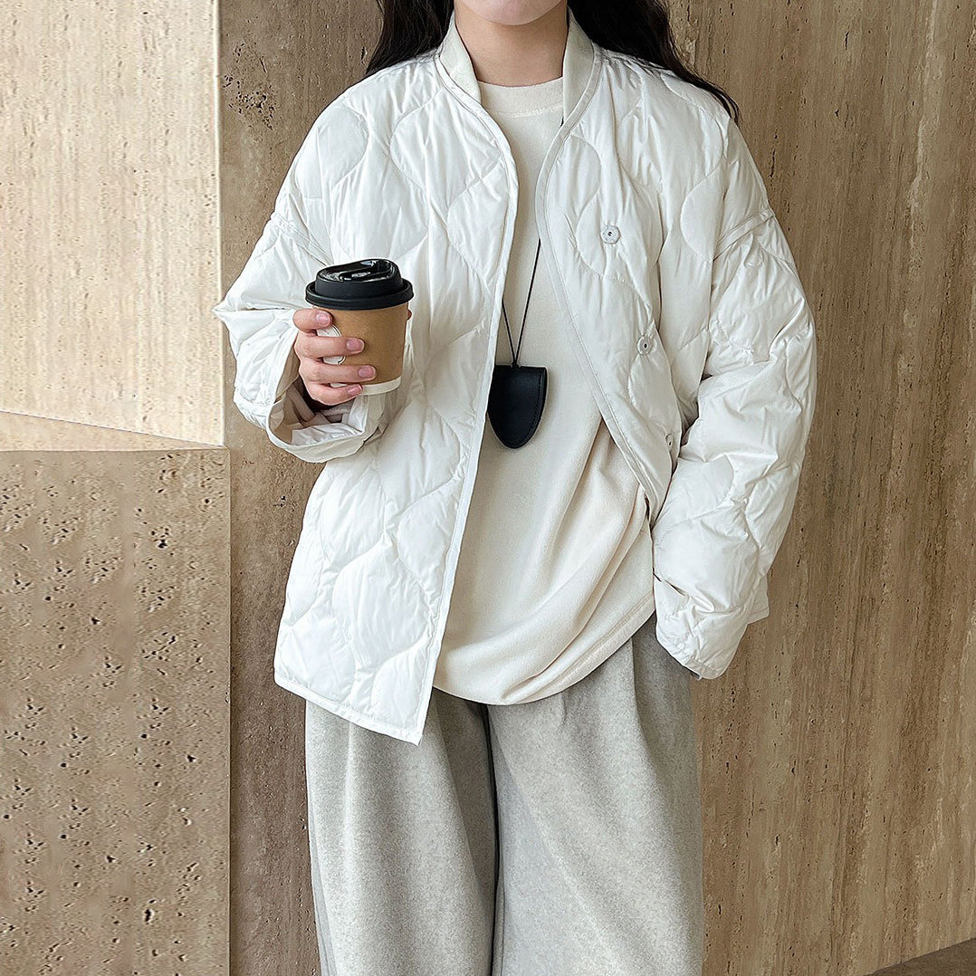 【アウター】ホワイトダックダウン レディース 冬 軽量 ダイヤキルト ダウンジャケット ダウンコート【JZシリーズ】