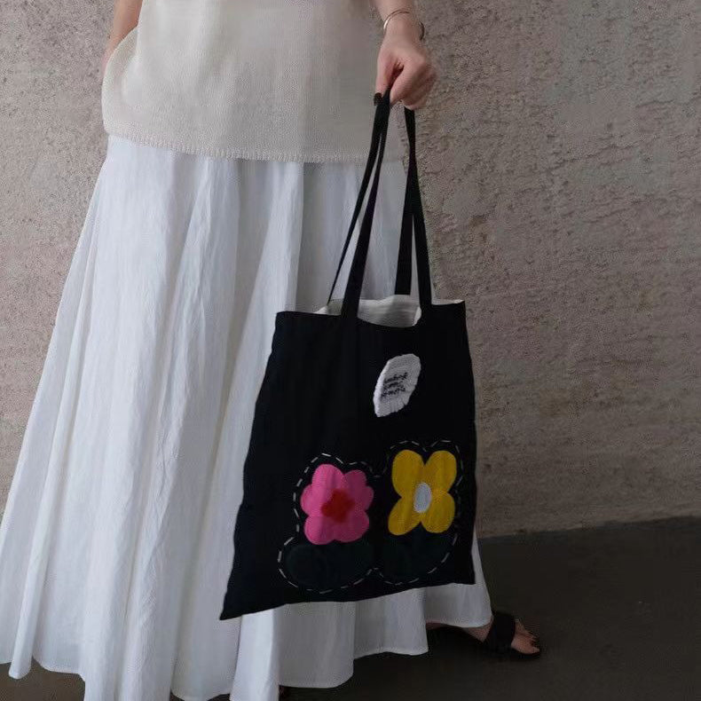 【バッグ】日本小众ハンドメイド 刺繍入り 配色フラワー ワンショルダー＆ハンドバッグ【SHシリーズ】