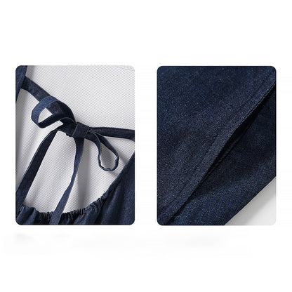 2点セット！【セットアップ】日雑風ベスト + デニム ノースリーブワンピースセットアップ 大人可愛い抜け感コーデに【JZシリーズ】