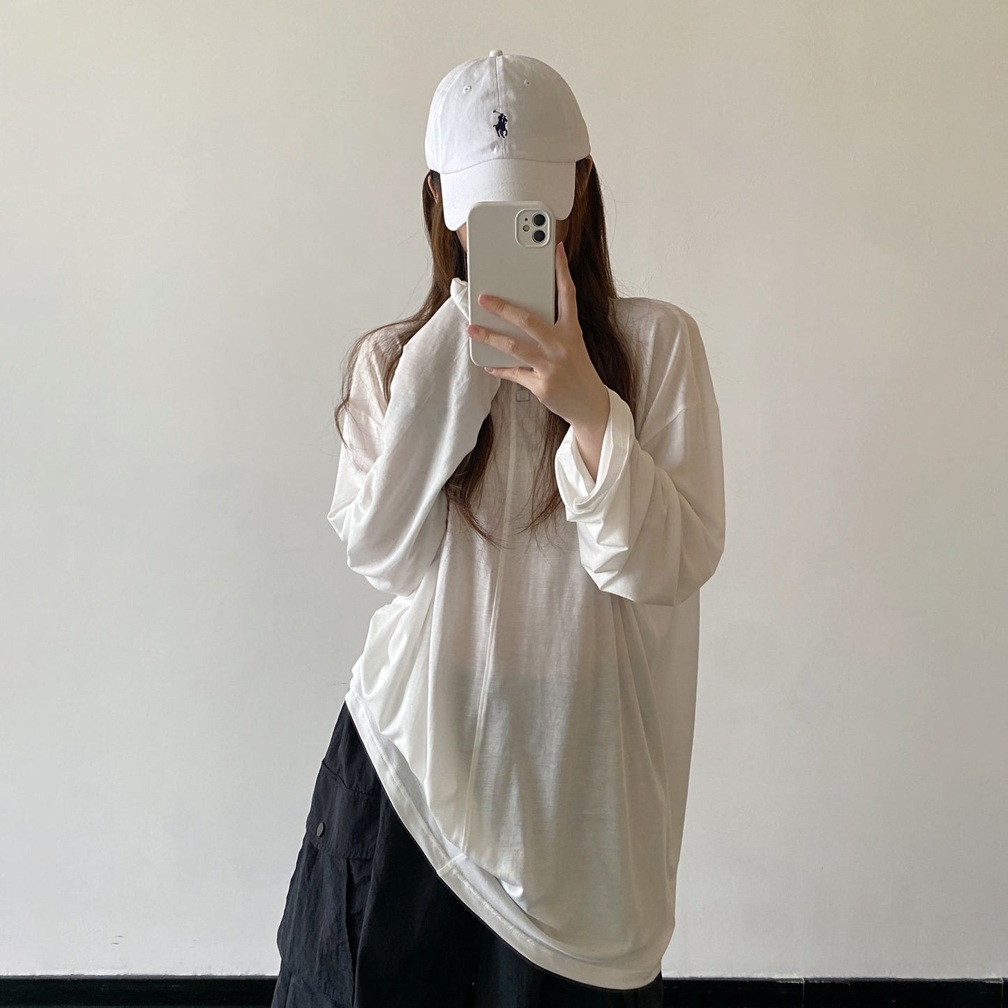 【トップス】リヨセル100％冷感ロンT レディース ゆったり クルーネック 長袖 UV対策 春夏Tシャツ【FCシリーズ】