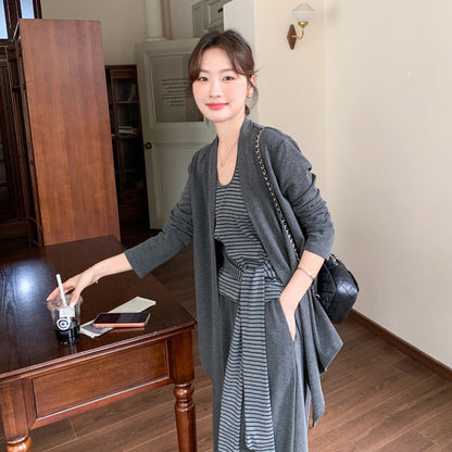 3点セット！【セットアップ】ゆるふわ風 ニットカーディガン + ベスト + ワイドパンツ 上下セット 早春 2026新作 カジュアル 3点セット【JZシリーズ】