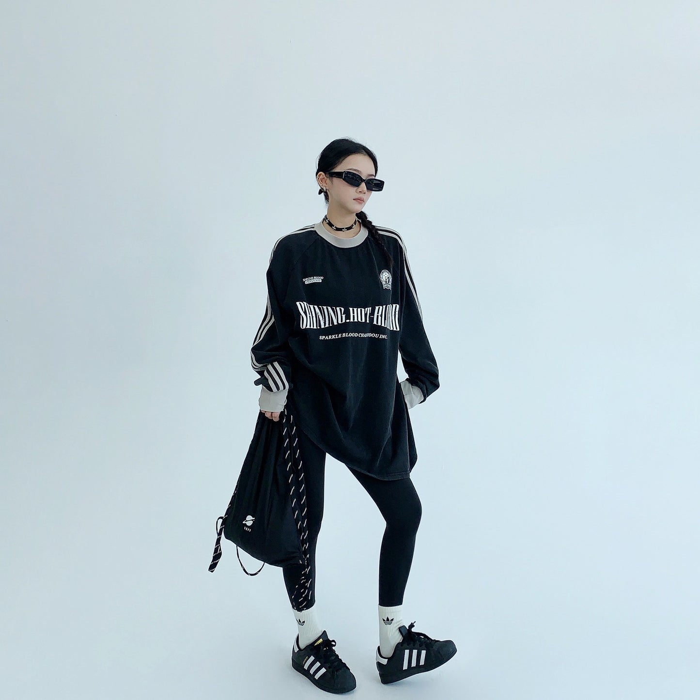 【24AW】【10～15日内発送】【トップス】oversize 秋季新作 ヴィンテージ風 長袖 Tシャツ ゆったり レトロ カップル用【FCシリーズ】