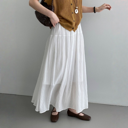【ボトムス】シャーリングウエスト リボン付き エアリーで上品な雰囲気 スカート 【JZシリーズ】