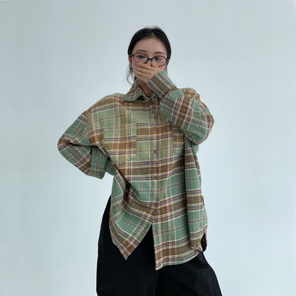 【トップス】春 秋 冬 アメリカン グラデーション チェック柄 シャツ 【FCシリーズ】