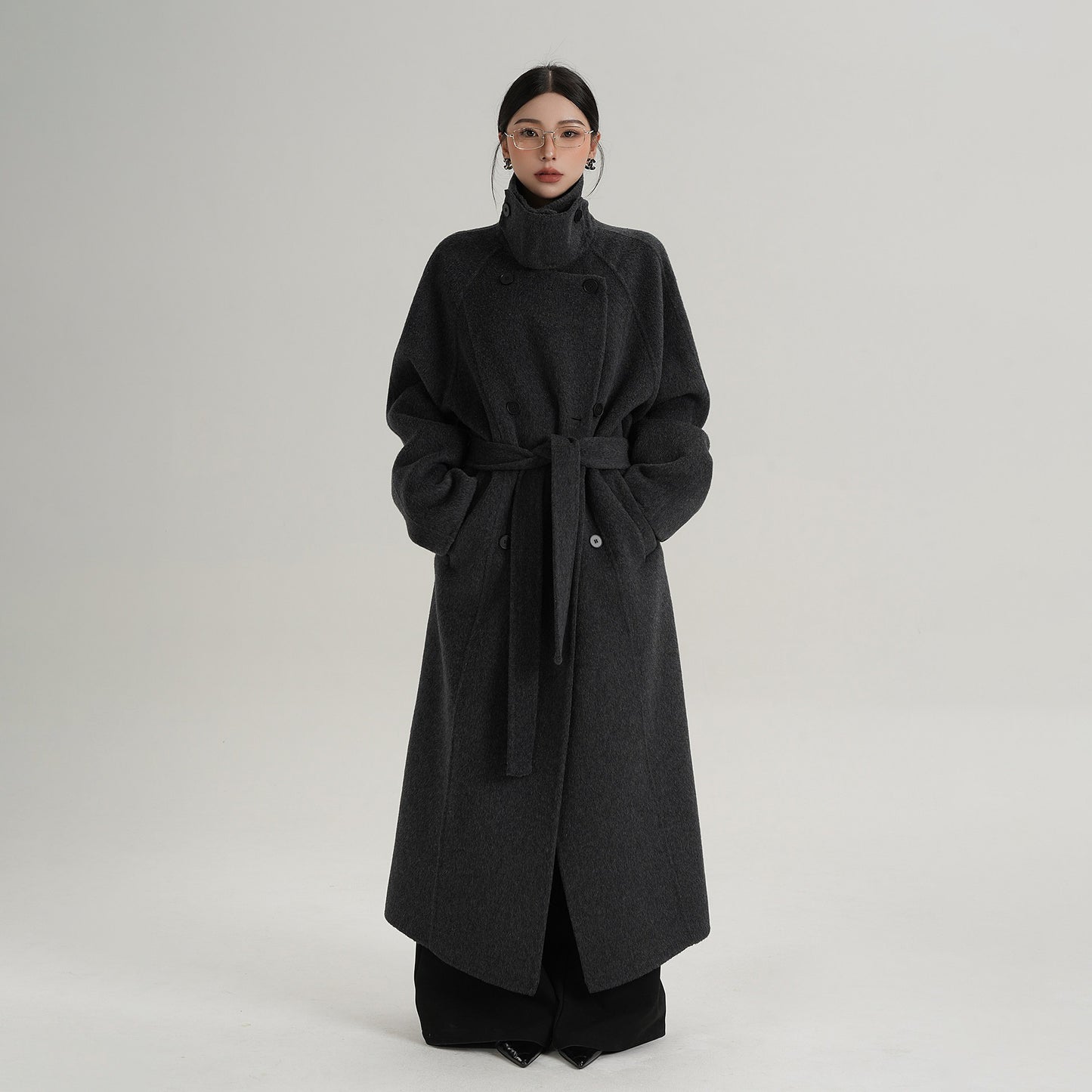 【アウター】上質ウール ロングコート レディース 高級感 アーマーカラー キャメル 秋冬【JZシリーズ】