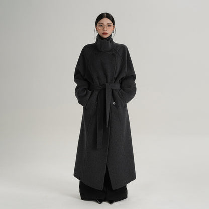 【アウター】上質ウール ロングコート レディース 高級感 アーマーカラー キャメル 秋冬【JZシリーズ】