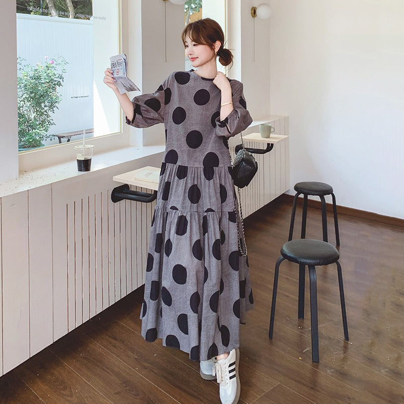 【ワンピース】フレンチレトロ 大きめドット柄ワンピース レディース 夏 2025新作 気質あるカジュアル ノースリーブワンピース【SHシリーズ】