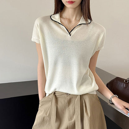 【トップス】襟付きTシャツ レディース 春新作 韓国風 ゆったり カジュアル 半袖 デザインTシャツ【JZシリーズ】