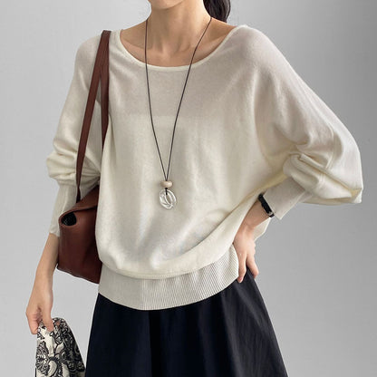 【トップス】ゆる感ニットトップス レディース 6%ウール混 素肌に優しい クルーネック 秋先取り ゆったりプルオーバー【JZシリーズ】