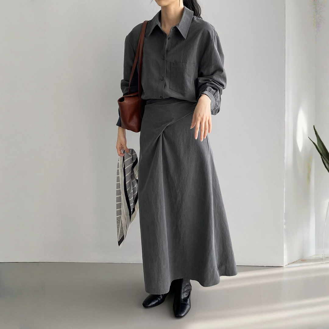 【ワンピース】春 秋 冬  通勤 長袖 紐付きロングワンピース 【JZシリーズ】