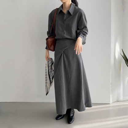 【ワンピース】春 秋 冬  通勤 長袖 紐付きロングワンピース 【JZシリーズ】