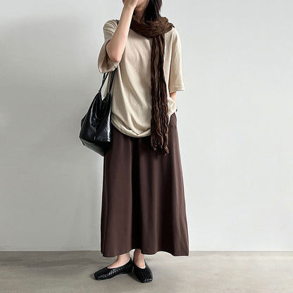 3点セット!【セットアップ】韓国風 リラックスTシャツ スカート スカーフ 3点セット レディース クルーネック 半袖 セットアップ 春夏コーデ【JZシリーズ】