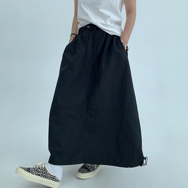 【ボトムス】シンプルシルエット 厚手素材 ブラック ロングスカート レディース【FCシリーズ】