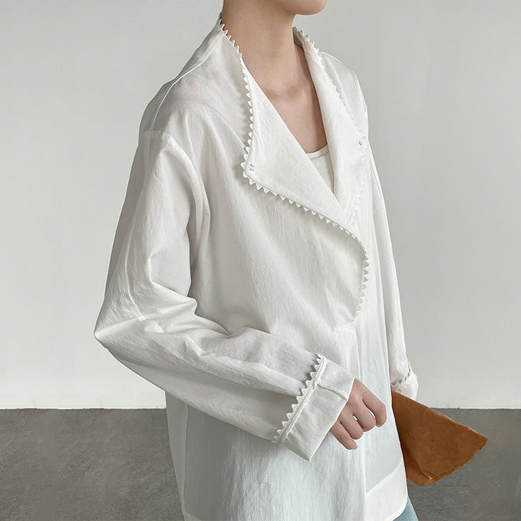 【トップス】レディース シャツ フリルデザイン 長袖 ゆったり 体型カバー 上品 高級感 カジュアル 春秋 ブラウス【JZシリーズ】