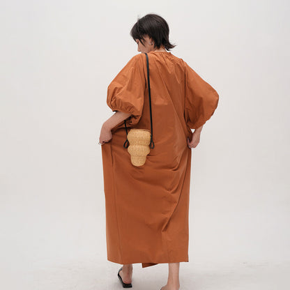 【ワンピース】夏 デザイン感溢れる プルオーバー ゆったりシルエット バカンス風半袖ワンピース【JZシリーズ】