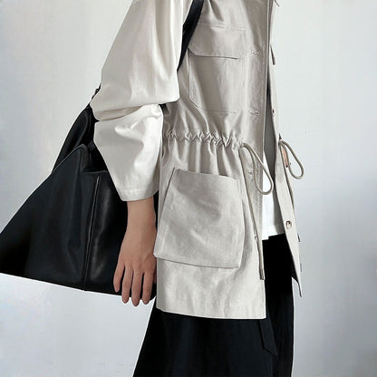 【トップス】春 秋 冬 ワーク風 ドローストリング ポケット ノースリーブ ベスト 【JZシリーズ】