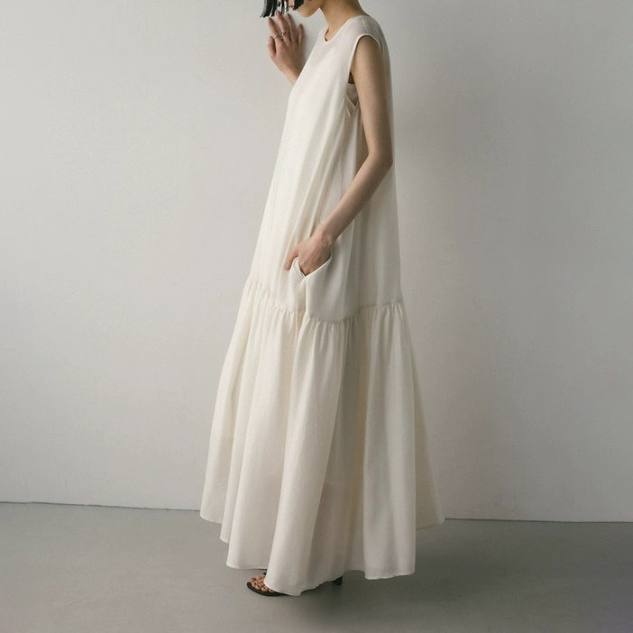 【ワンピース】夏新作 軽やか素材 ノースリーブ ティアードワンピース ふんわり揺れる 涼しげ大人ワンピ【JZシリーズ】