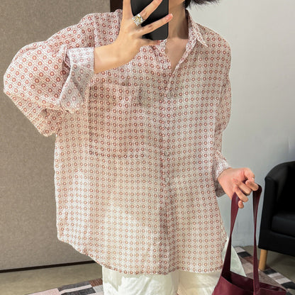 【トップス】花柄シフォンカーディガン レディース 夏 UV対策 薄手シャツ 冷房対策 軽やか羽織り【JZシリーズ】