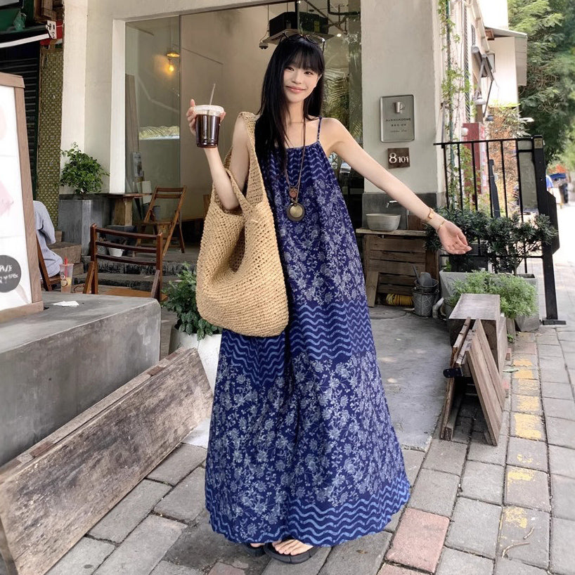 【ワンピース】夏新作 エスニック風 高級感 ゆったりカジュアル リゾート ノースリーブワンピース【SHシリーズ】