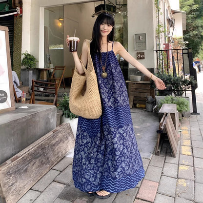 【ワンピース】夏新作 エスニック風 高級感 ゆったりカジュアル リゾート ノースリーブワンピース【SHシリーズ】