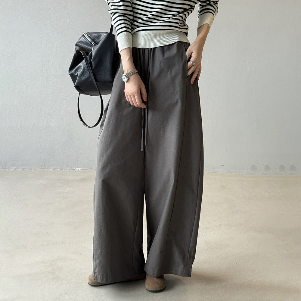 【ボトムス】アメリカン ワイドレッグ レディース 秋 ヴィンテージシルエット ドレープ感 ウエストゴム バルーンパンツ【JZシリーズ】