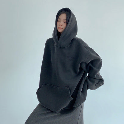 【トップス】🖤ヴィンテージ風パッチ刺繍 裏起毛 フーディ レディース 秋冬新作 パーカー【FCシリーズ】