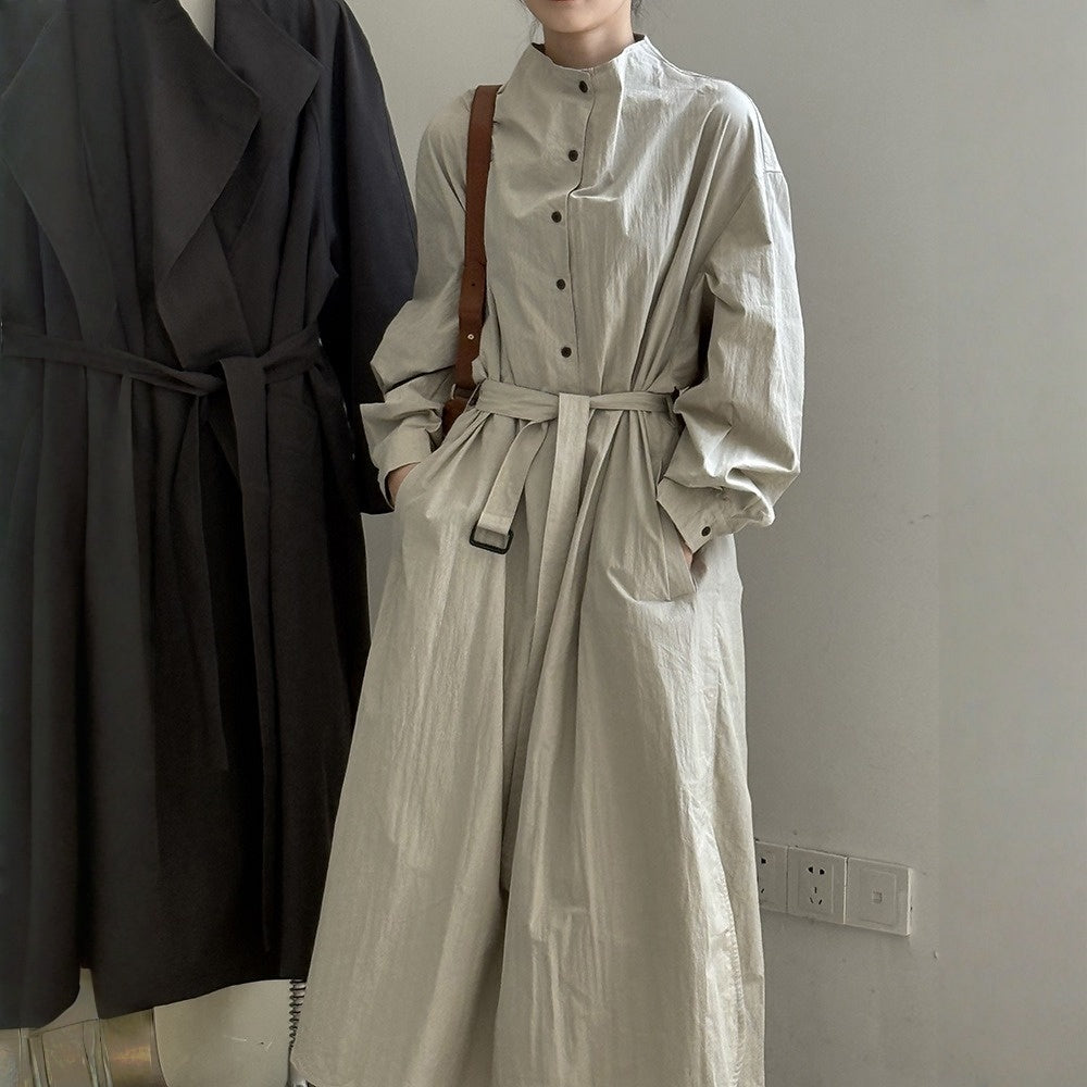 【ワンピース】春 秋 冬 レトロ フレンチ風 ベルト付き ロング丈 長袖 ワンピース 【JZシリーズ】