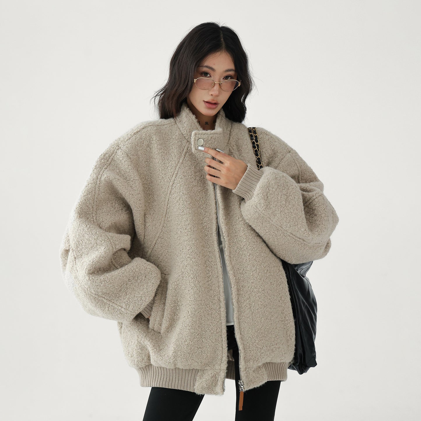 【アウター】ふわもこ×高見え⭐スタンドカラー 綿入れコート レトロ ゆったり中綿ジャケット 【FCシリーズ】